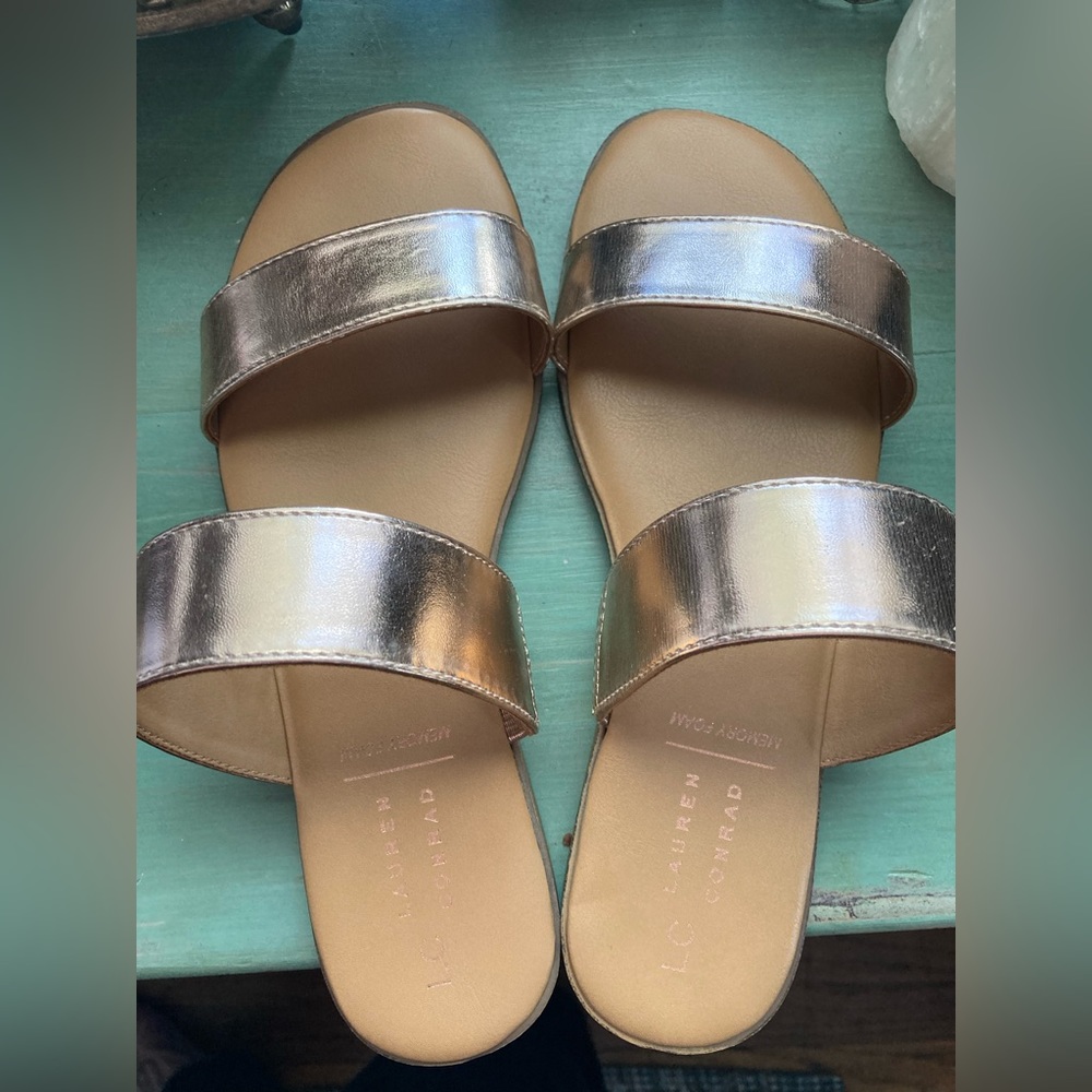 Brand new, SUPER cute, ROSE GOLD slide sandals